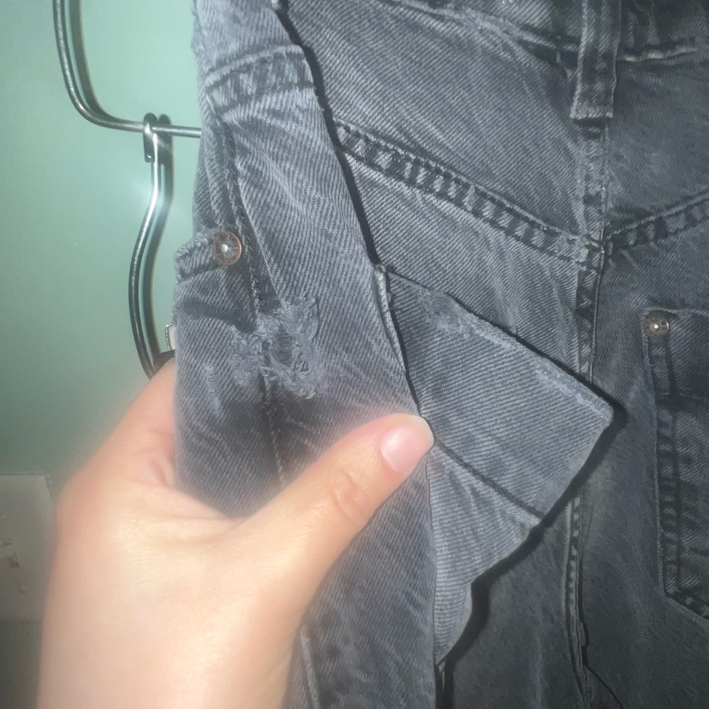 Free People Old West Slouchy Wide Leg Jeans 25 Gray Distressed - Picture 6 of 11